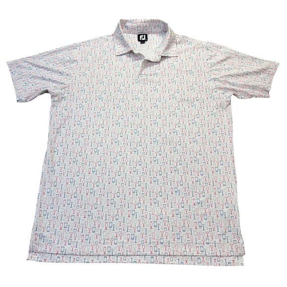 FootJoy Other - FootJoy Golf Polo Mens Large White Cocktail Glass Print Performance 28470